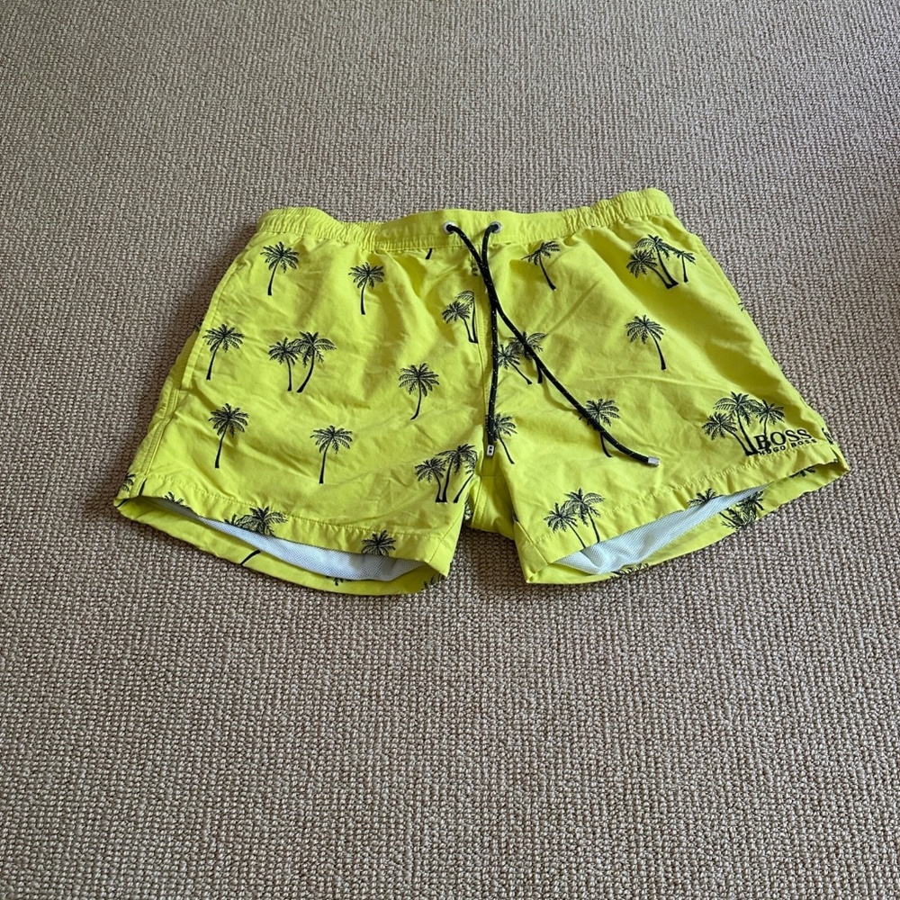 Men's Hugo Boss Shark Palm Embroidery Swim Shorts, Size XL